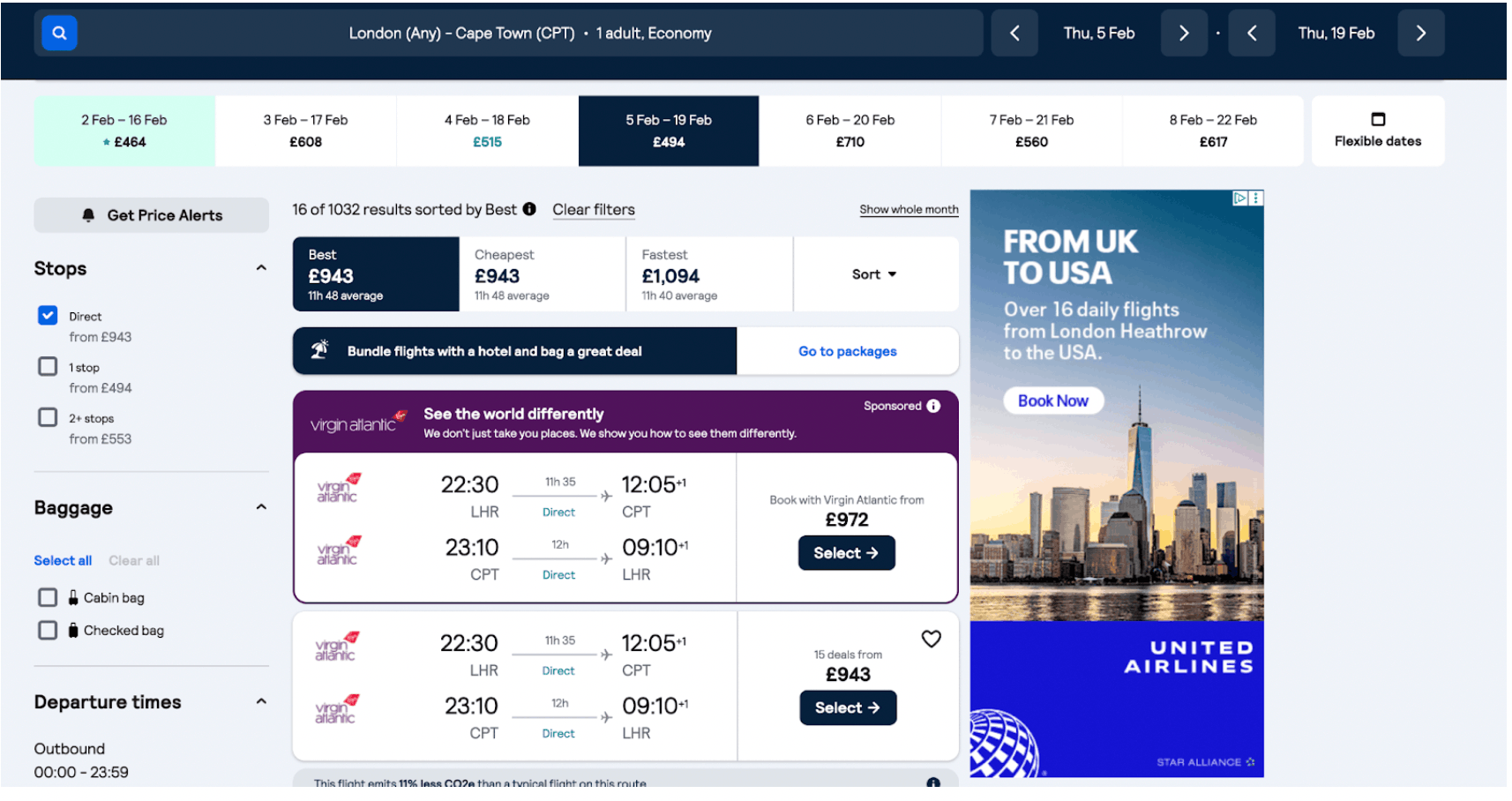 Skyscanner screenshot