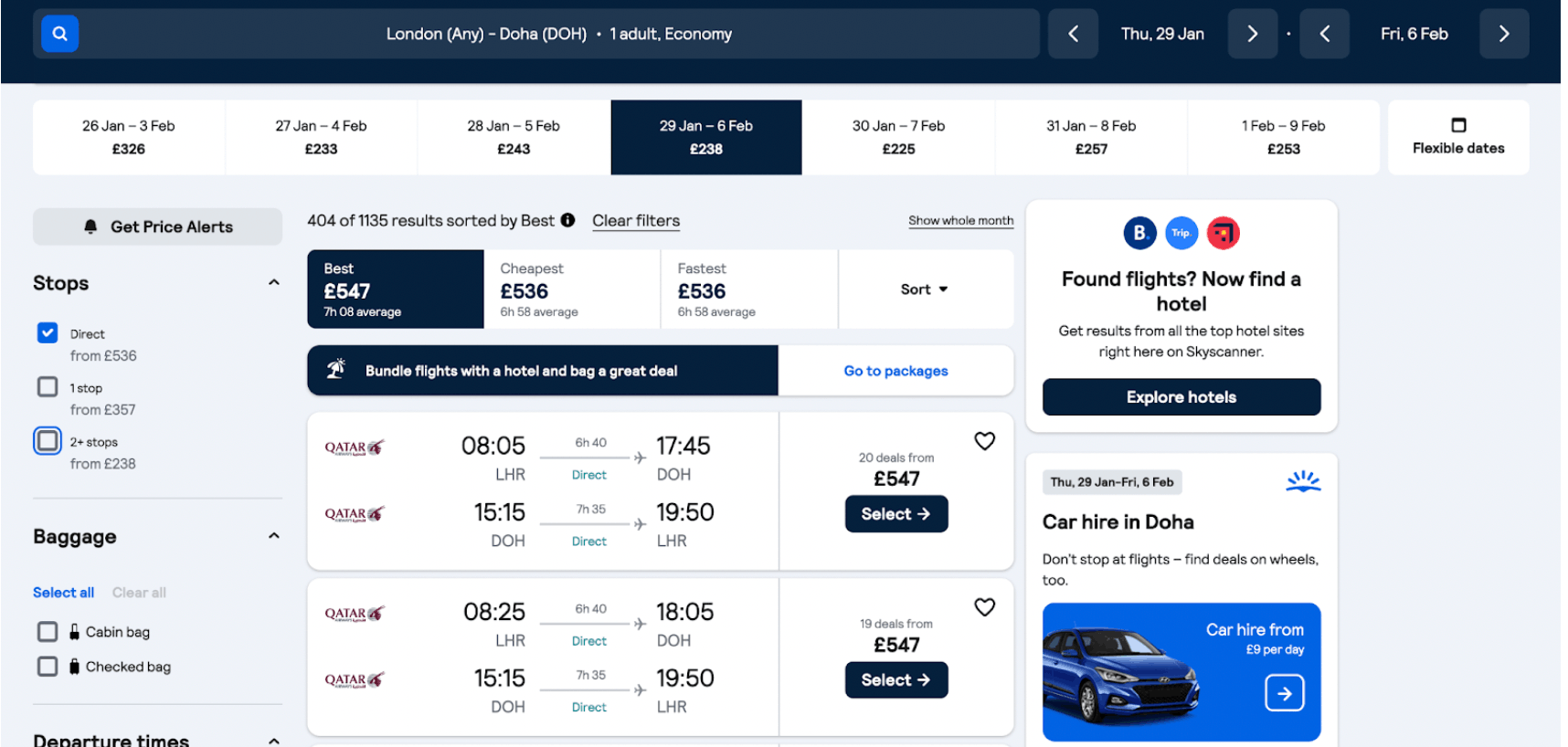 Skyscanner screenshot