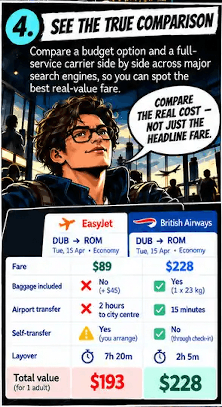 Compare Hack &mdash; Reveal the real cost of a flight &mdash; step 4